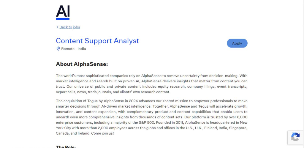 AlphaSense Work from Home Jobs; Hiring Analyst