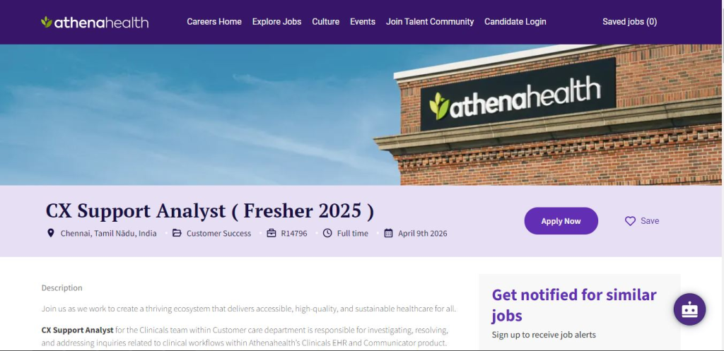Athenahealth Recruitment Drive; Hiring CX Support Analyst