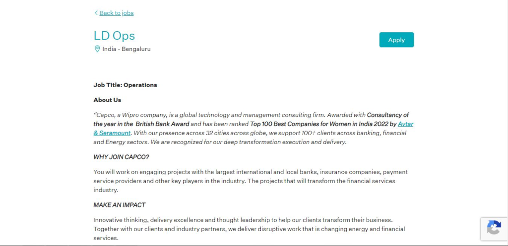 Capco Recruitment Drive; Hiring Operations