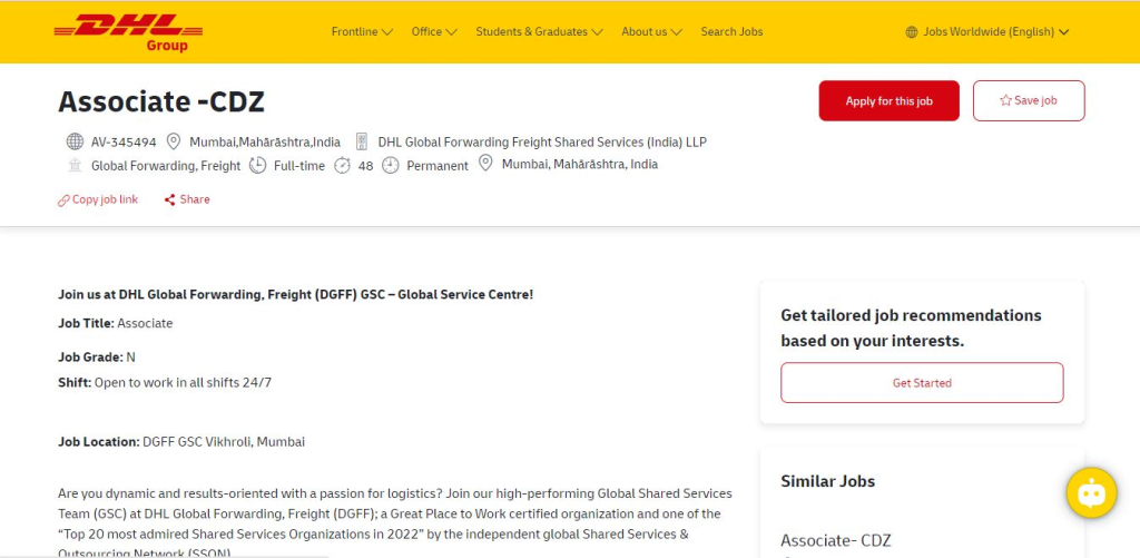 DHL Recruitment Drive; Hiring Associate