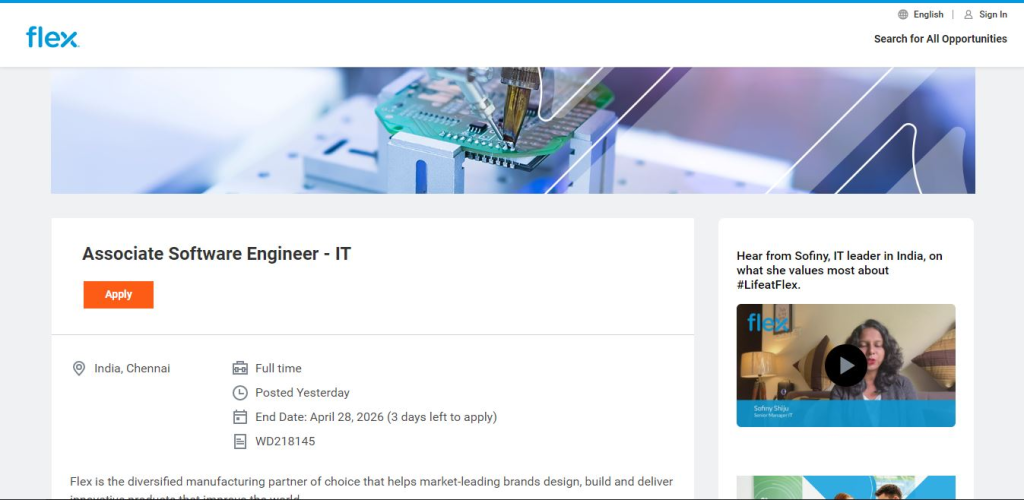 Flex Recruitment Drive; Hiring Associate Software Engineer