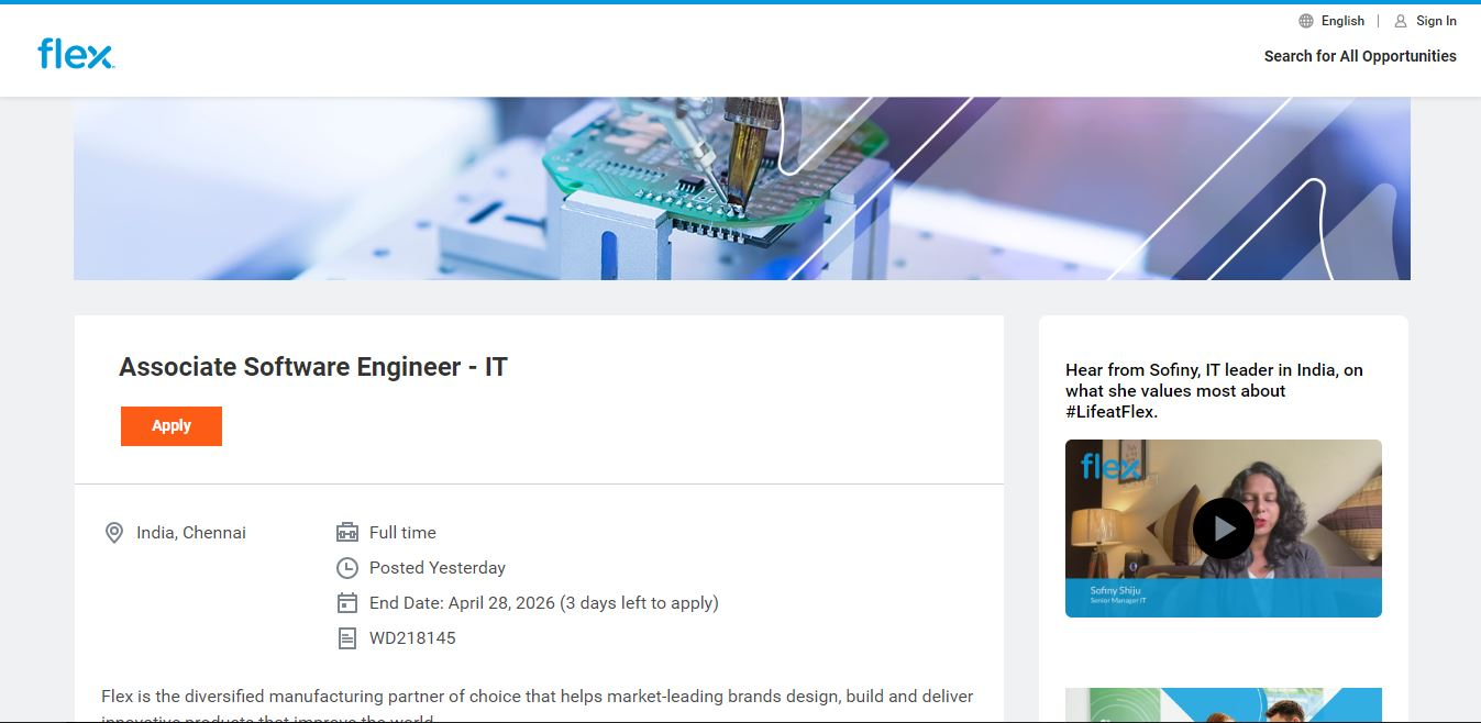 Flex Recruitment Drive; Hiring Associate Software Engineer – Apply Now ...