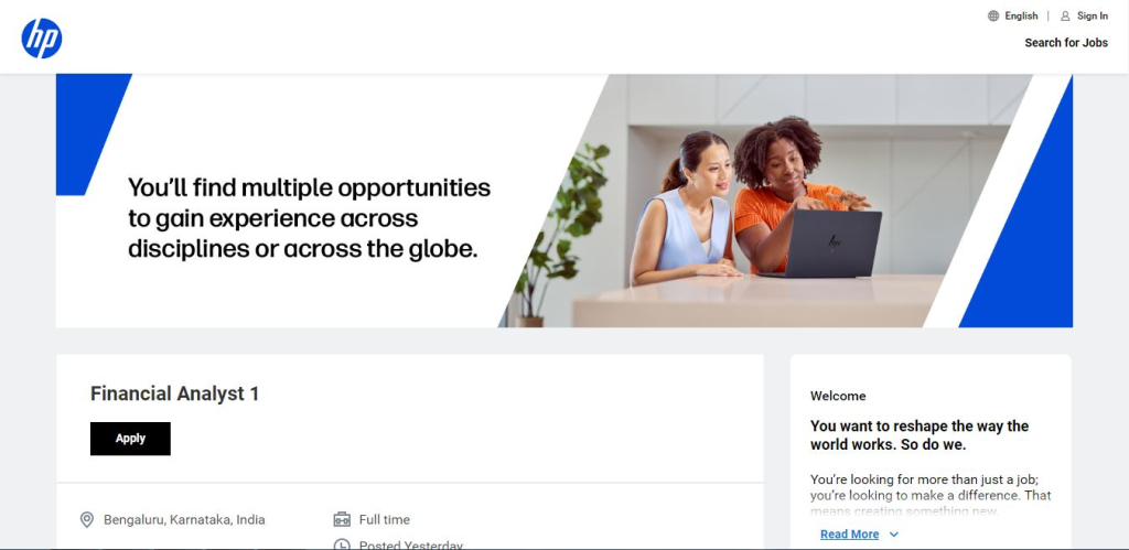 HP Recruitment Drive; Hiring Financial Analyst 1
