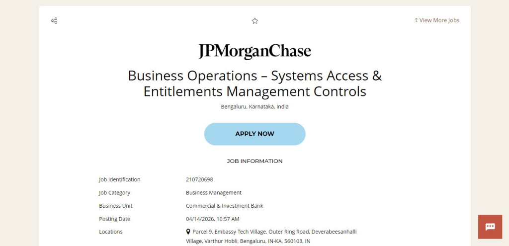 JPMorgan & Chase Recruitment Drive; Hiring Business Operations