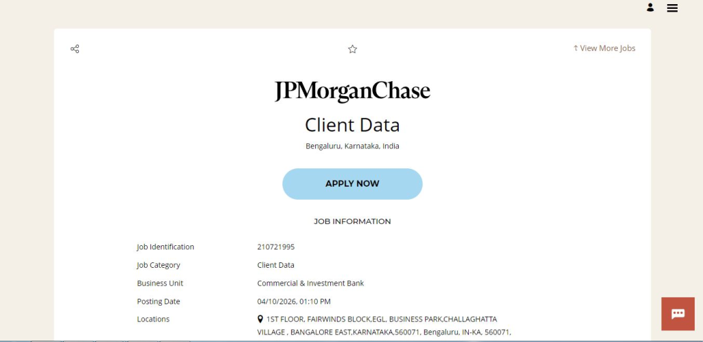 JPMorgan & Chase Recruitment Drive; Hiring Client Data Analyst