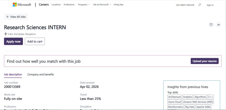 Microsoft Internship Drive; Hiring Research Sciences Intern – Apply Now ...