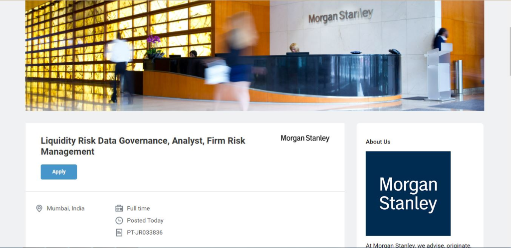 Morgan Stanley Recruitment Drive; Hiring Analyst 