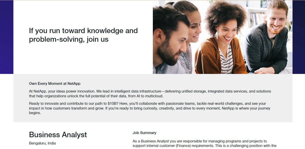 NetApp Recruitment Drive; Hiring Business Analyst