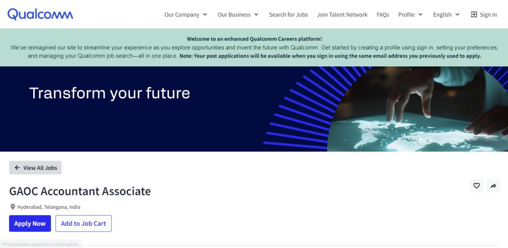 Qualcomm Recruitment Drive; Hiring Accountant Associate