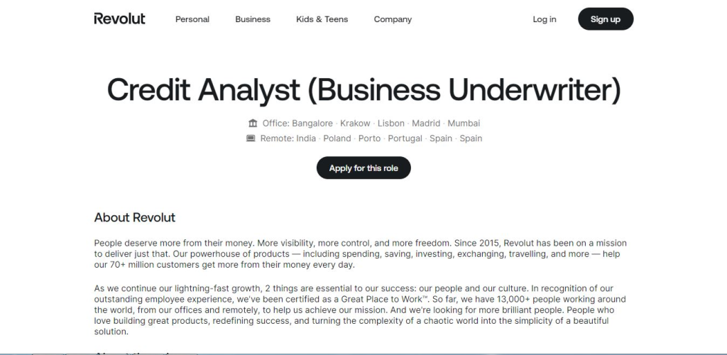 Revolut Work from Home Jobs; Hiring Credit Analyst