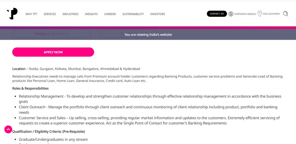 Teleperformance Off-Campus Drive; Hiring Executive