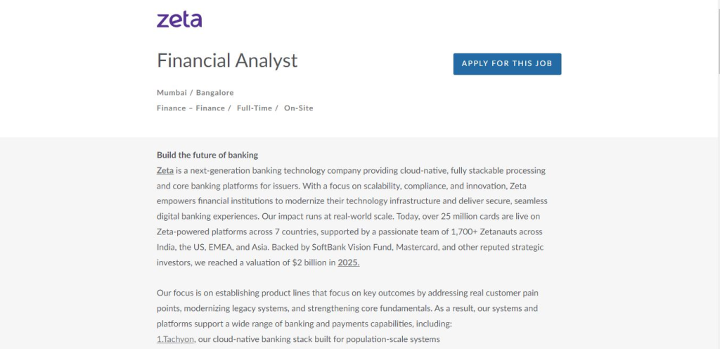 Zeta Recruitment Drive; Hiring Financial Analyst 