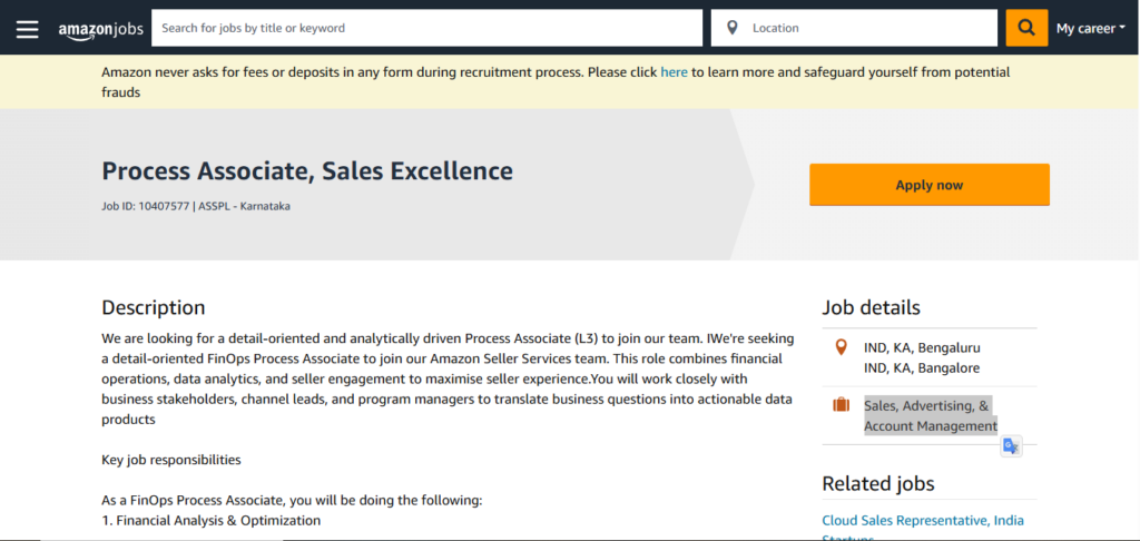 Amazon Recruitment Drive; Hiring Process Associate