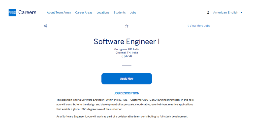 American Express Recruitment Drive; Hiring Software Engineer I