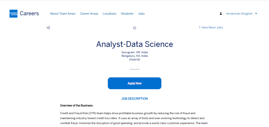 American Express Recruitment Drive; Hiring Data Analyst