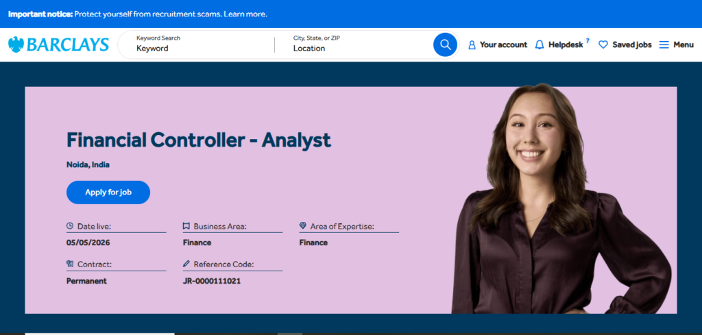 Barclays Recruitment Drive; Hiring Financial Controller Analyst