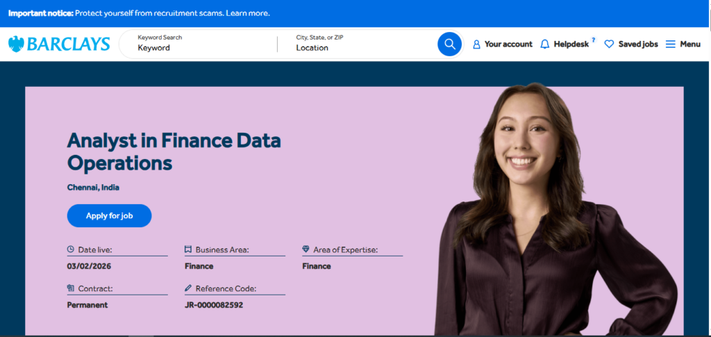 Barclays Recruitment Drive; Hiring Analyst