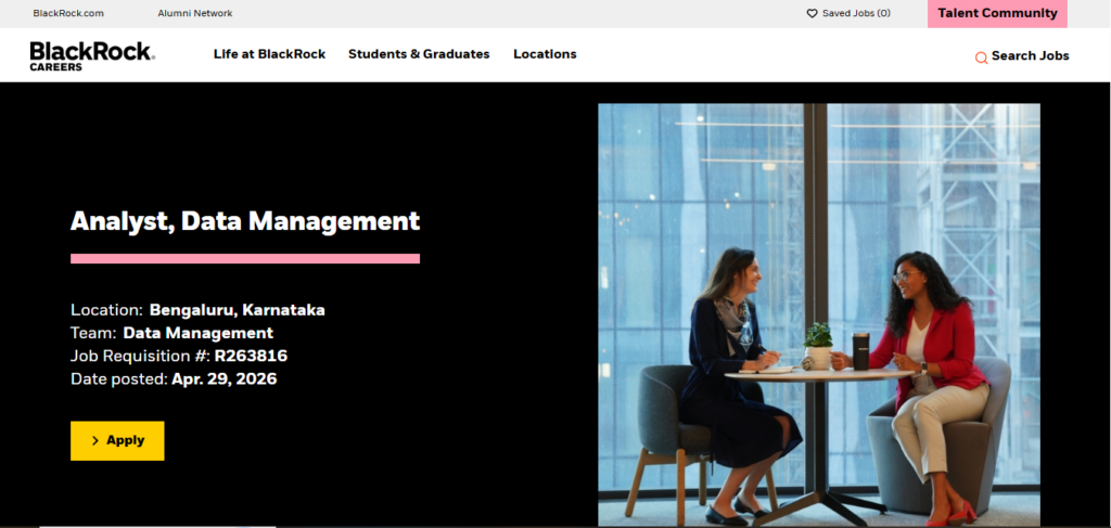 BlackRock Recruitment Drive; Hiring Data Management Analyst