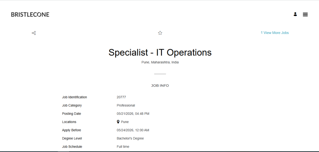 Bristlecone Recruitment Drive; Hiring IT Operations Specialist