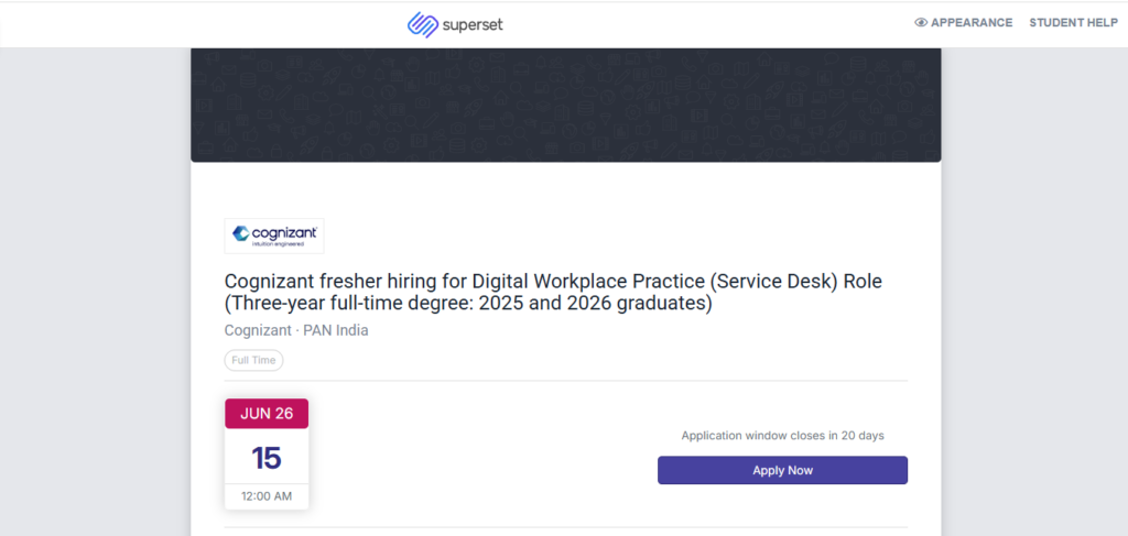 Cognizant Off-campus Drive; Hiring Service Desk