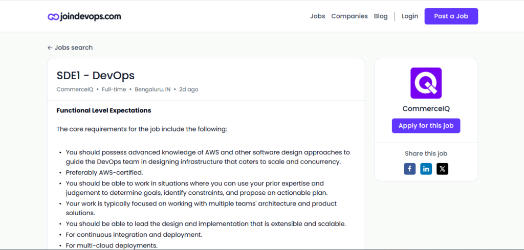 CommerceIQ Recruitment Drive; Hiring DevOps SDE1