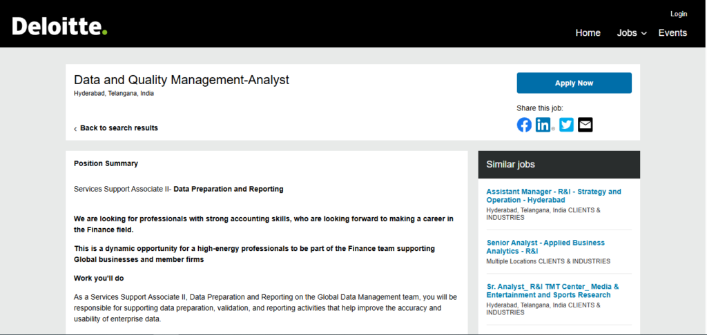 Deloitte Recruitment Drive; Hiring Analyst