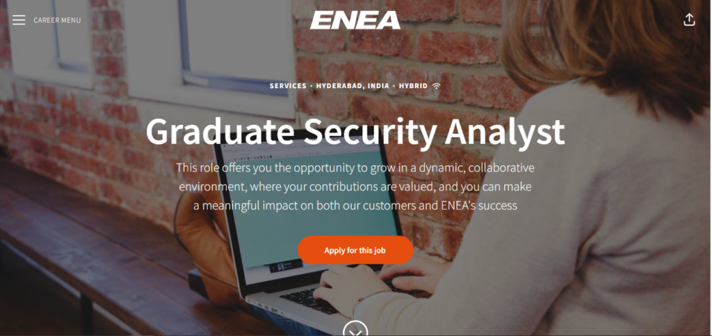 ENEA Recruitment Drive; Hiring Graduate Security Analyst