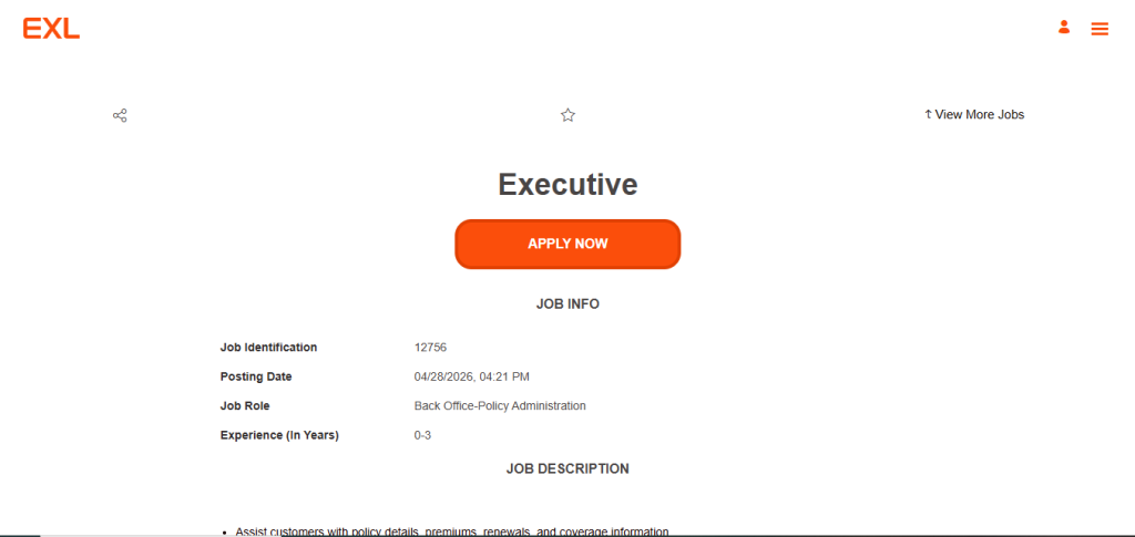 EXL Recruitment Drive; Hiring Executive