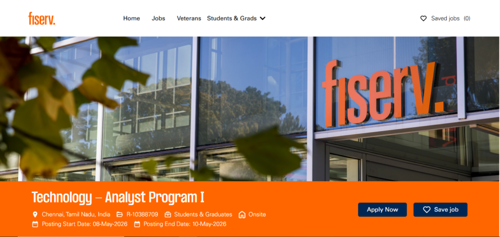 Fiserv Recruitment Drive; Hiring Technology Analyst Program I