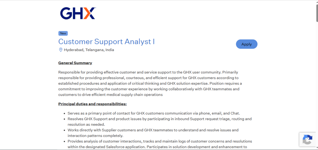 GHX Recruitment Drive; Hiring Customer Support Analyst I