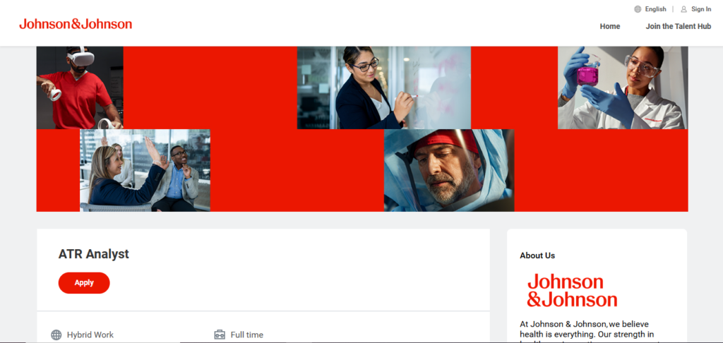 Johnson & Johnson Recruitment Drive; Hiring ATR Analyst
