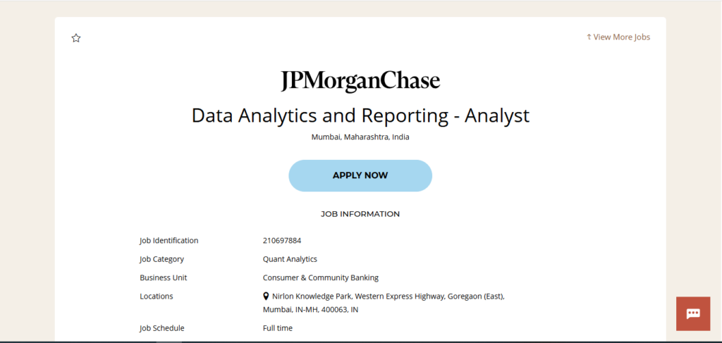 JPMorgan & Chase Recruitment Drive; Hiring Analyst