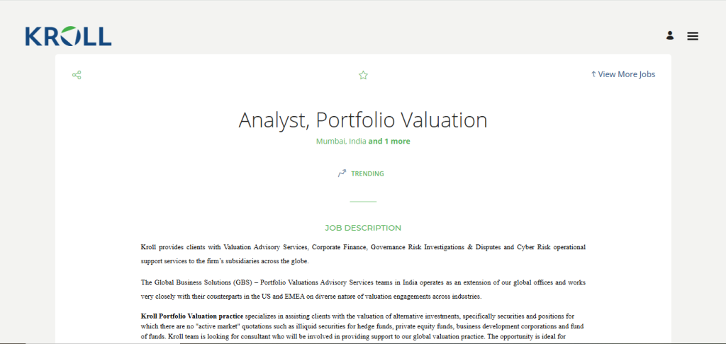 Kroll Recruitment Drive; Hiring Analyst
