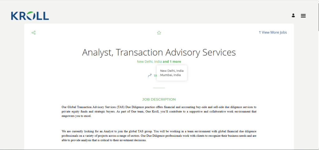 Kroll Recruitment Drive; Hiring Analyst