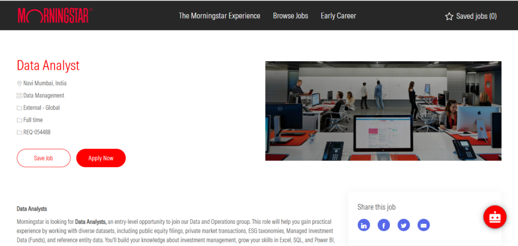 Morningstar Recruitment Drive; Hiring Data Analyst