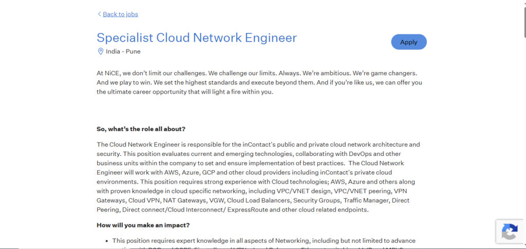 NiCE Recruitment Drive; Hiring Cloud Network Engineer