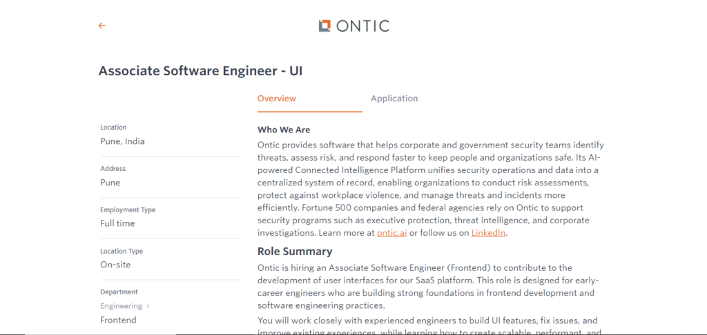Ontic Recruitment Drive; Hiring Associate Software Engineer