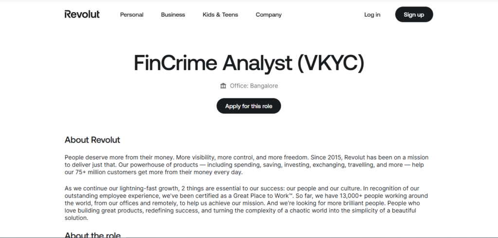Revolut Recruitment Drive; Hiring FinCrime Analyst