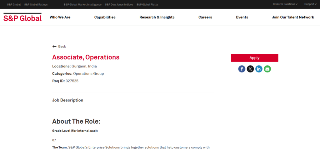 S&P Global Recruitment Drive; Hiring Operations Associate 
