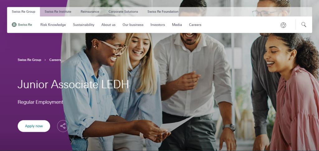 Swiss RE Recruitment Drive; Hiring Junior Associate LEDH