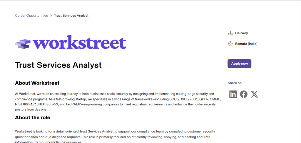Workstreet Work from Home Jobs; Hiring Trust Services Analyst