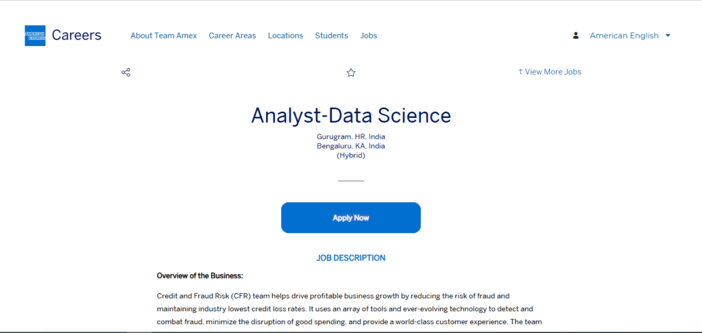American Express Recruitment Drive; Hiring Data Analyst