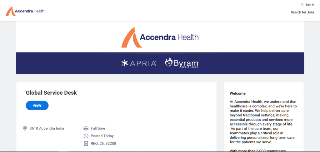 Accendra Health Recruitment Drive; Hiring Global Service Desk