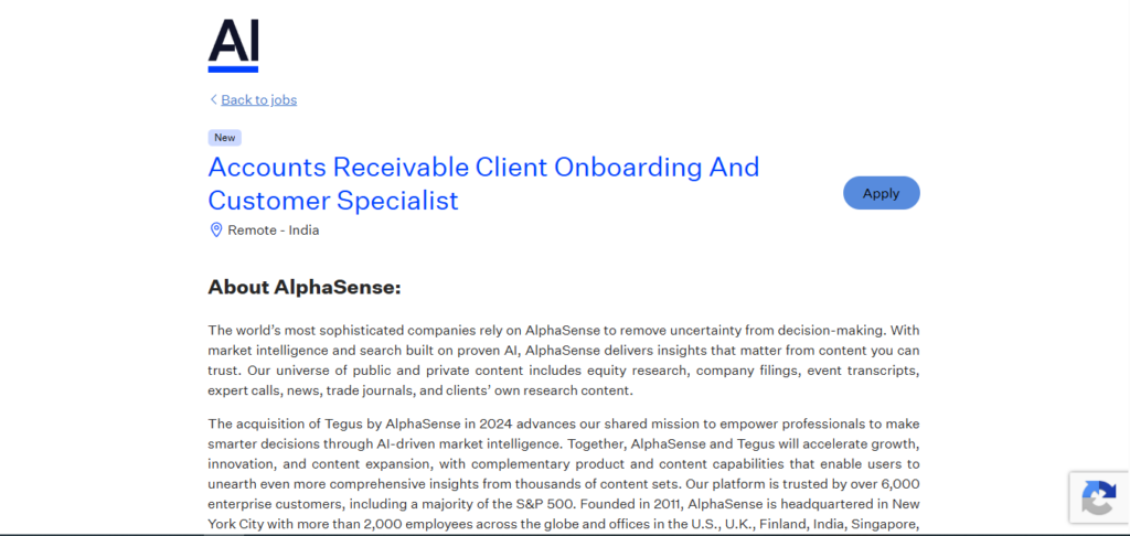 AlphaSense Work from Home Jobs; Hiring Accounts Receivable