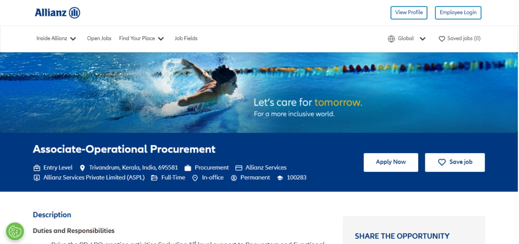 Allianz Recruitment Drive; Hiring Associate