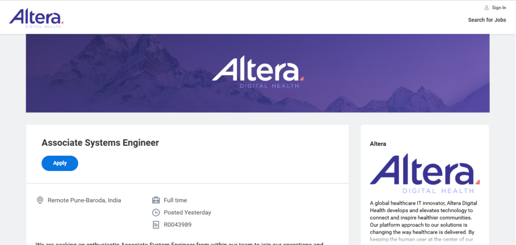 Altera Work from Home Jobs; Hiring Associate Systems Engineer