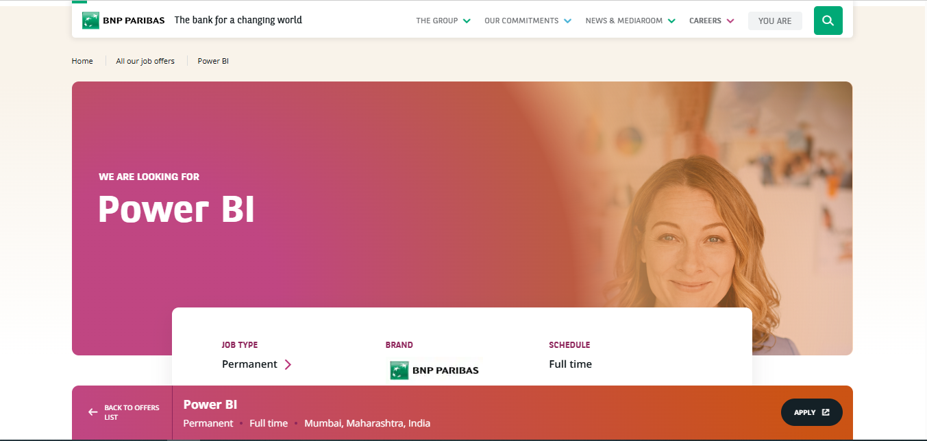 BNP Paribas Recruitment Drive; Hiring Power BI