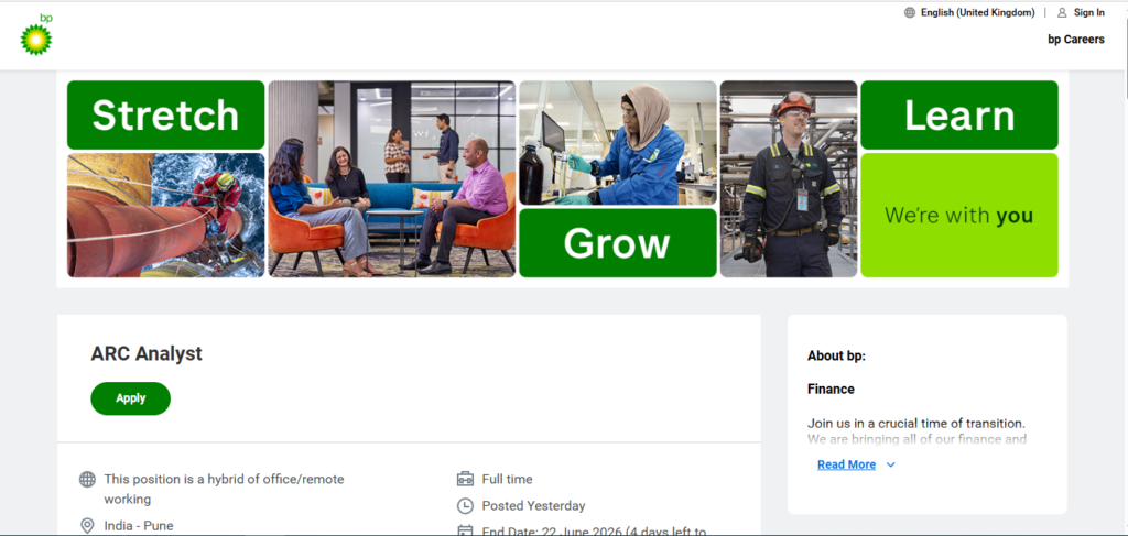 BP Recruitment Drive; Hiring ARC Analyst