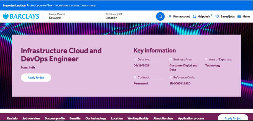 Barclays Recruitment Drive; Hiring Cloud and DevOps Engineer