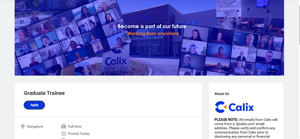 Calix Recruitment Drive; Hiring Graduate Trainee